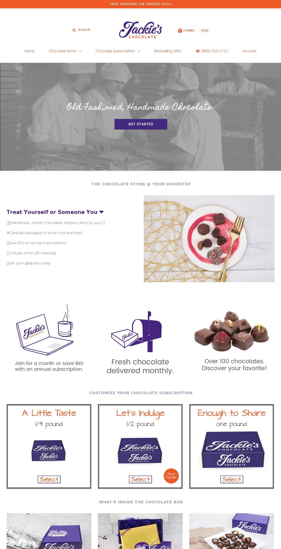 jackiechocolates.com — Shopify storefront screenshot
