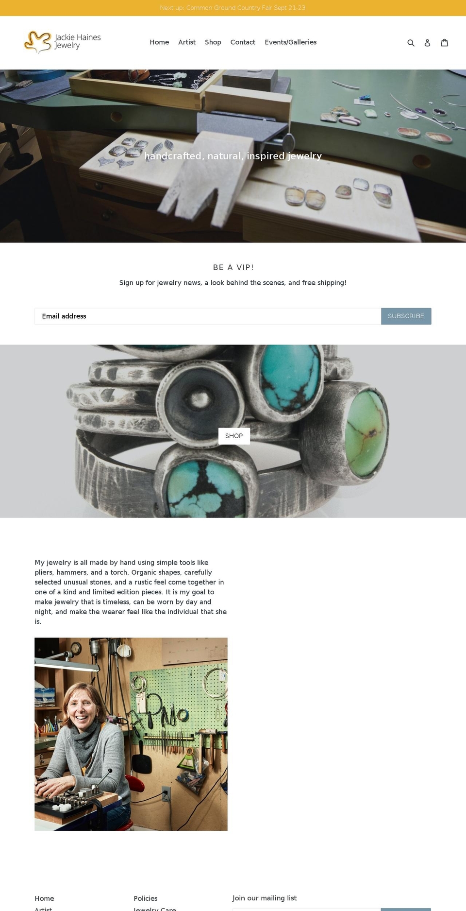 jackiehaines.net shopify website screenshot