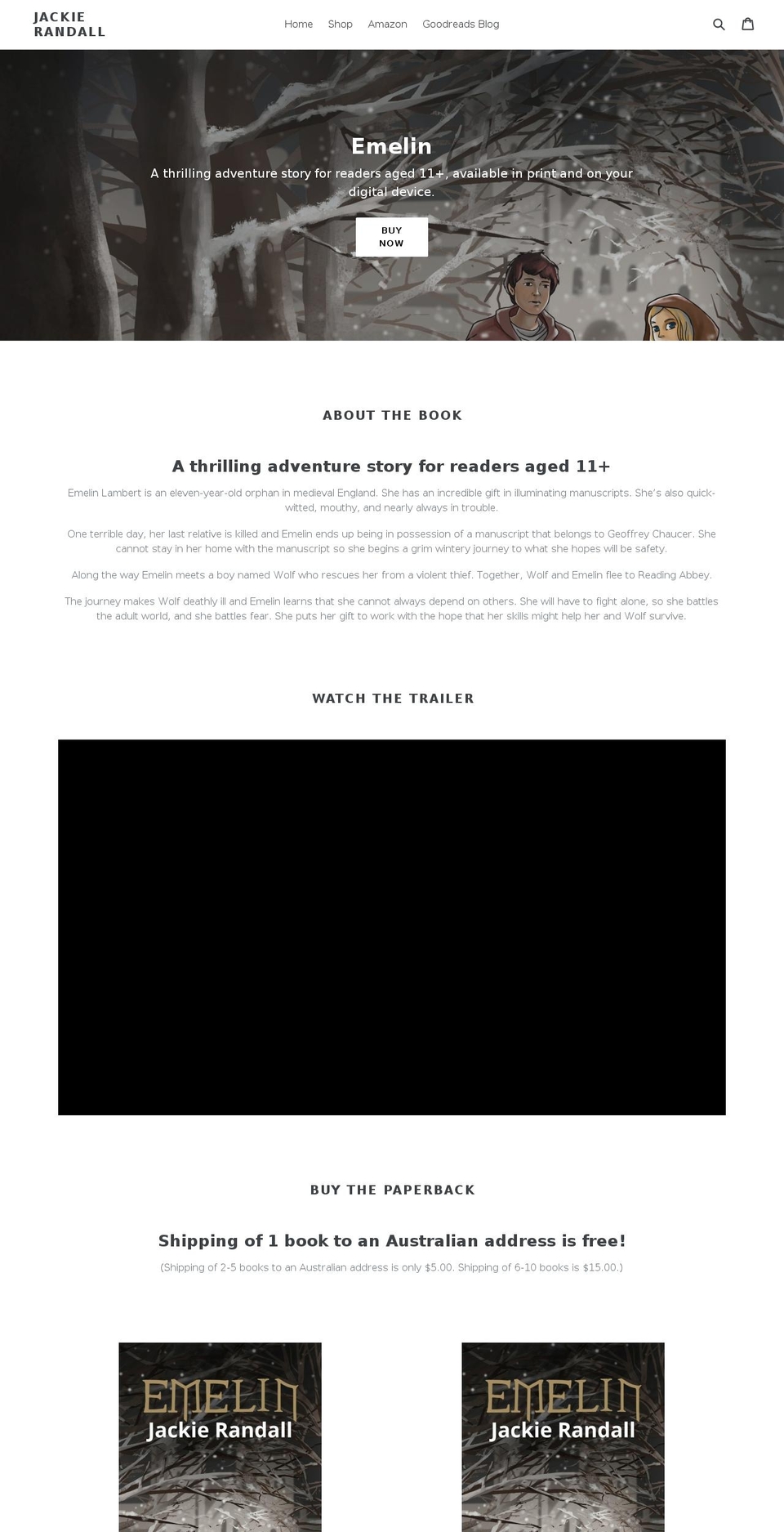 jackierandall.com — Shopify storefront screenshot