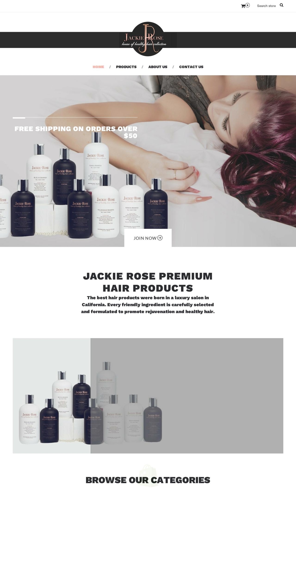 jackierose.net shopify website screenshot