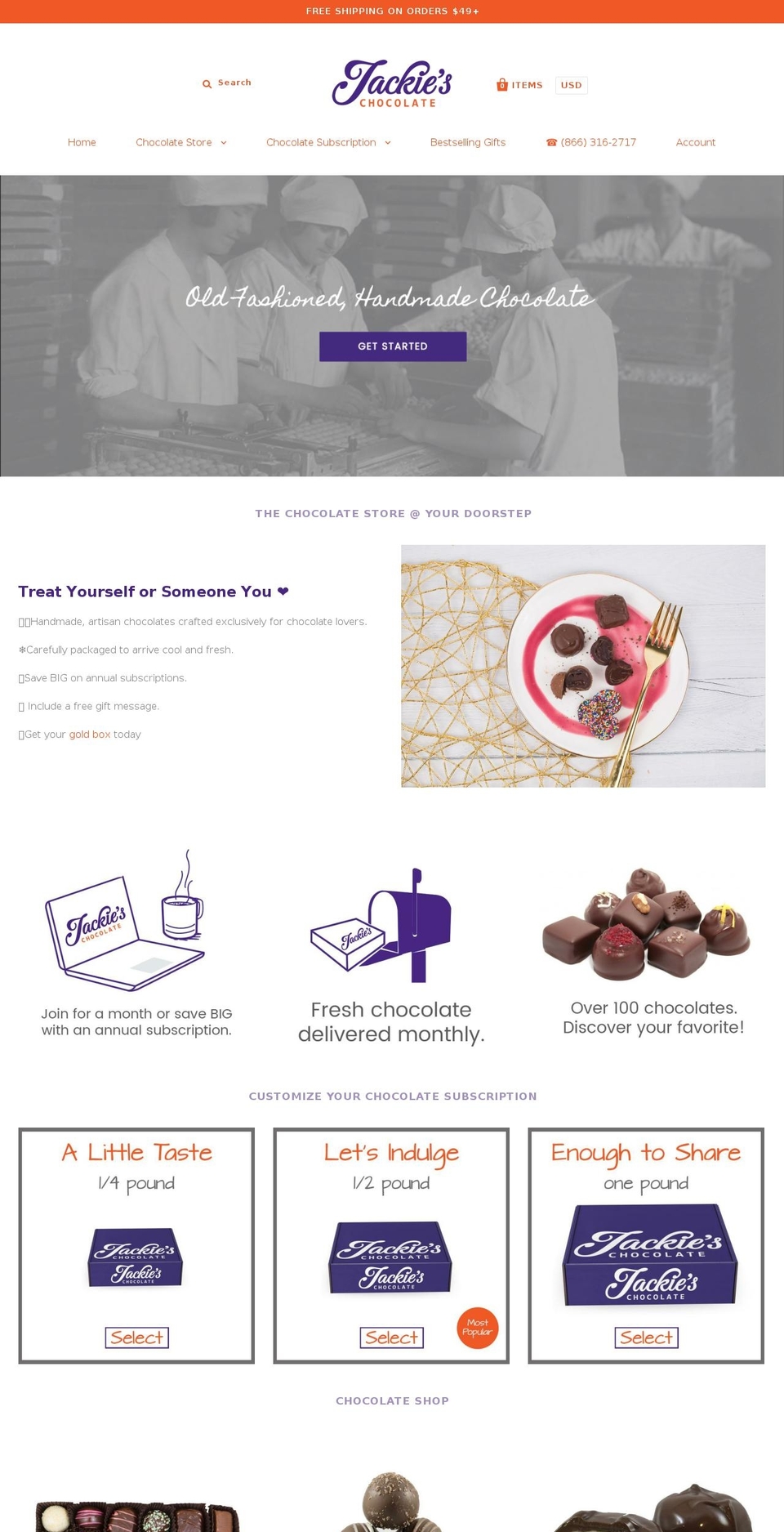 jackieschocolate.com shopify website screenshot