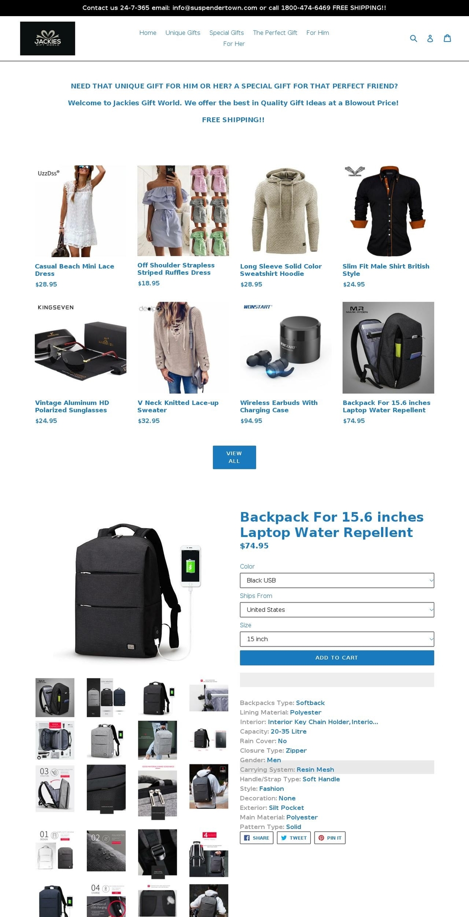 jackiesgiftworld.com — Shopify storefront screenshot