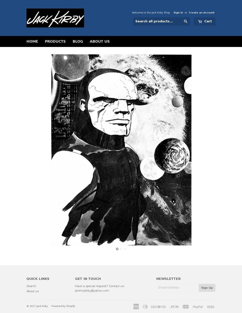 jackkirbycomics.com shopify website screenshot