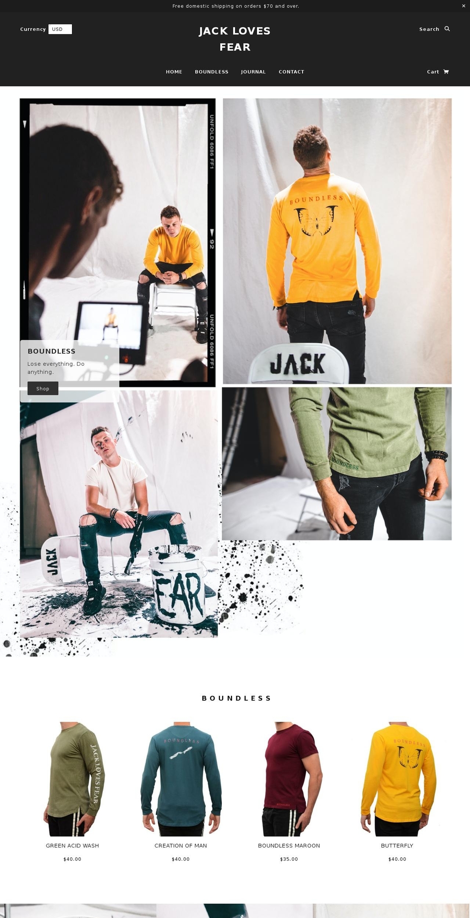 jacklovesfear.com — Shopify storefront screenshot