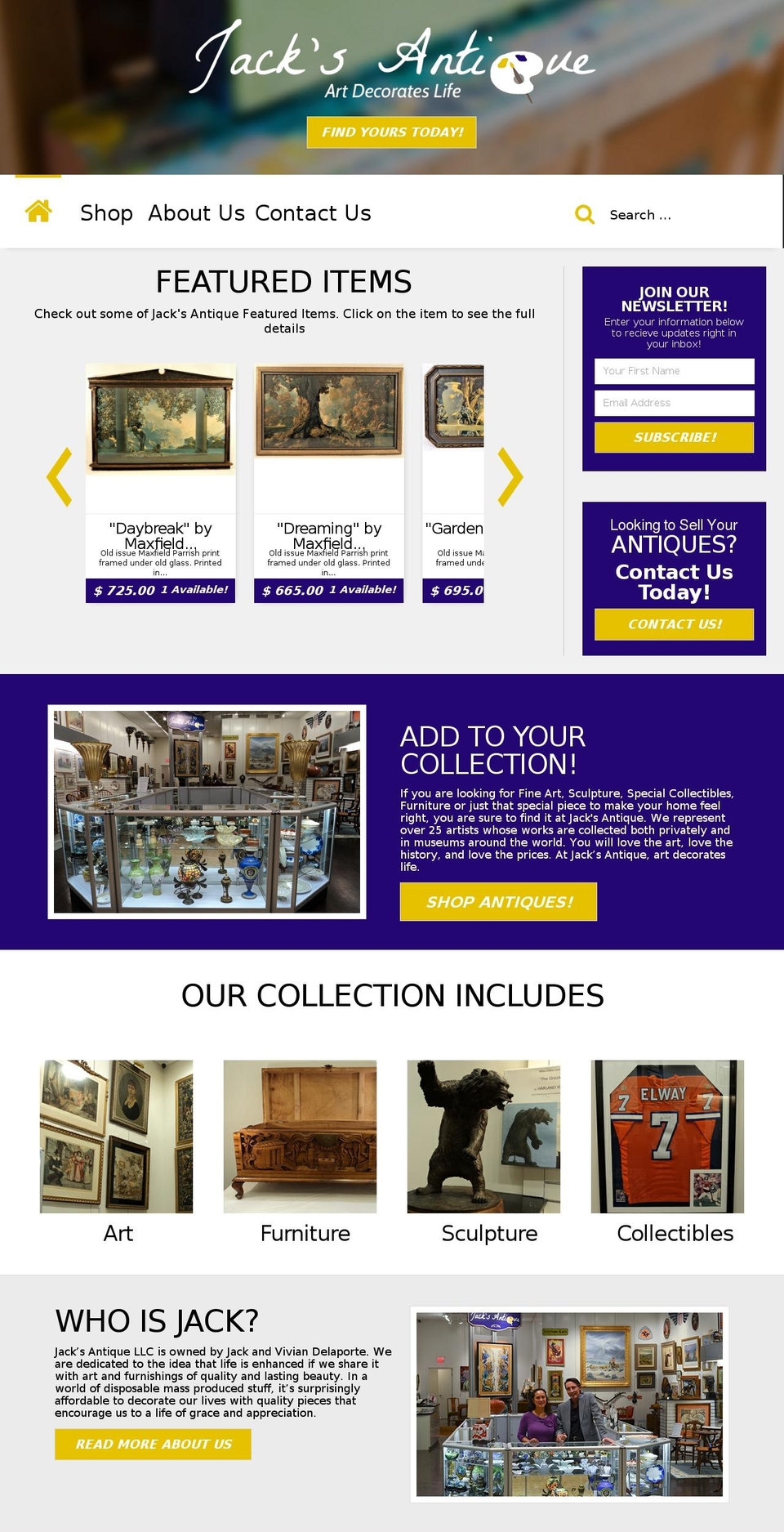 jacksantique.com shopify website screenshot