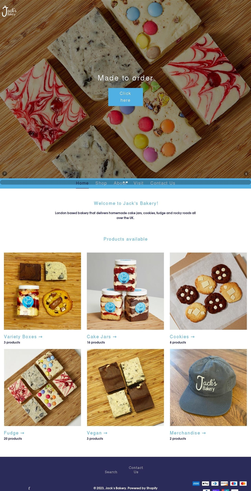 jacksbakery.co.uk shopify website screenshot