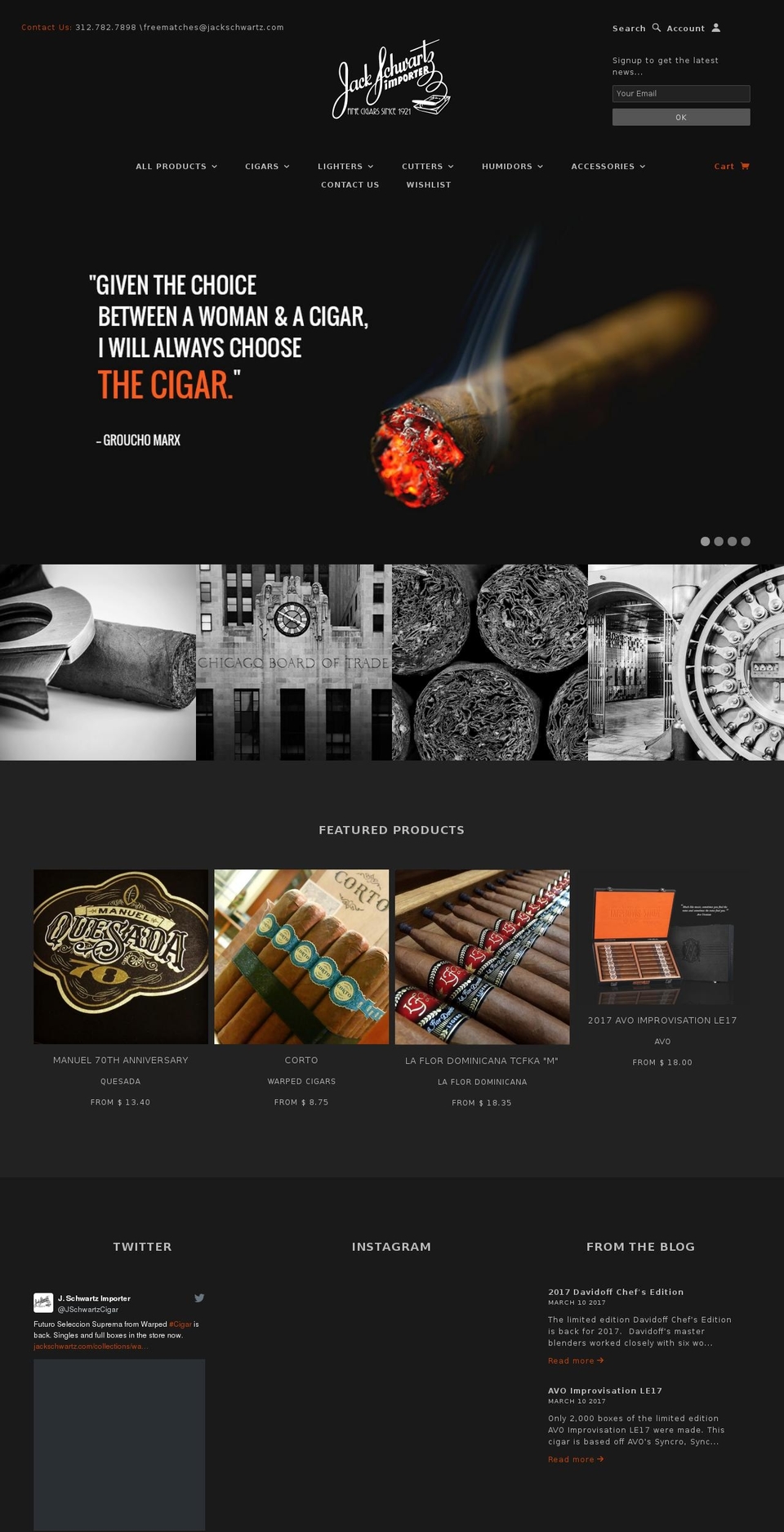 jackschwartzcigars.com shopify website screenshot