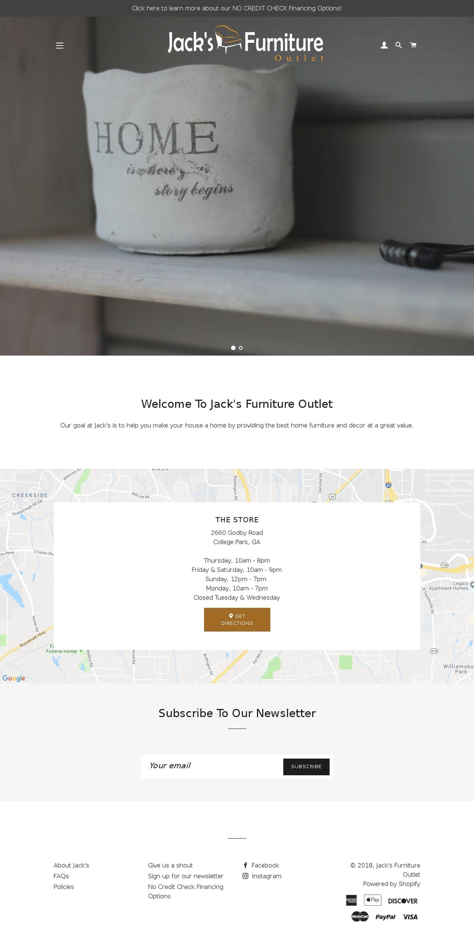 jacksfurnitureoutlet.com — Shopify storefront screenshot