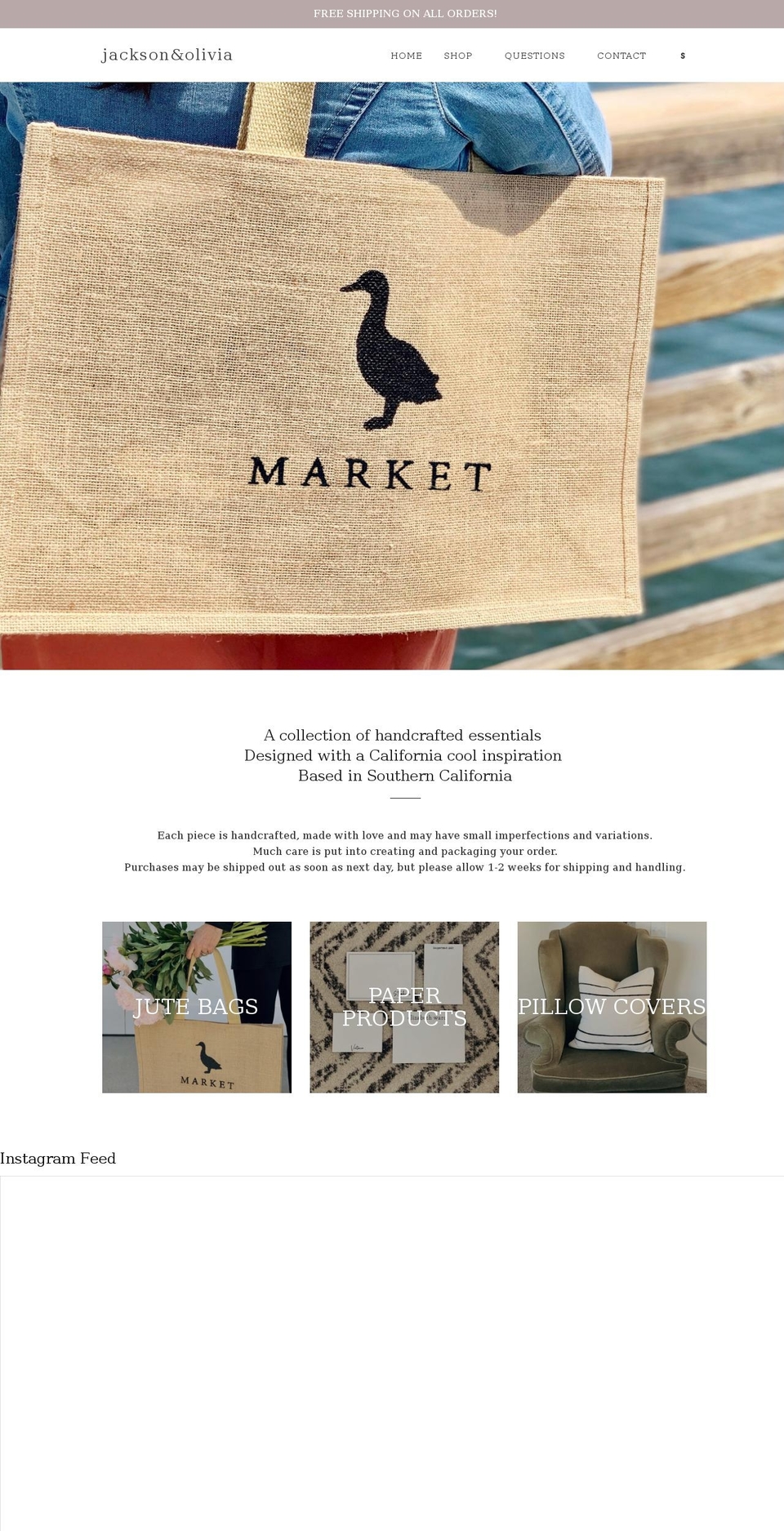 jacksonandolivia.com shopify website screenshot