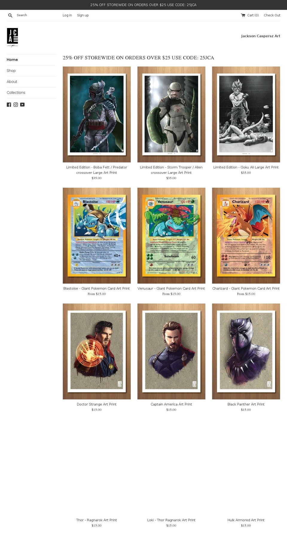 jacksoncasperszart.com shopify website screenshot