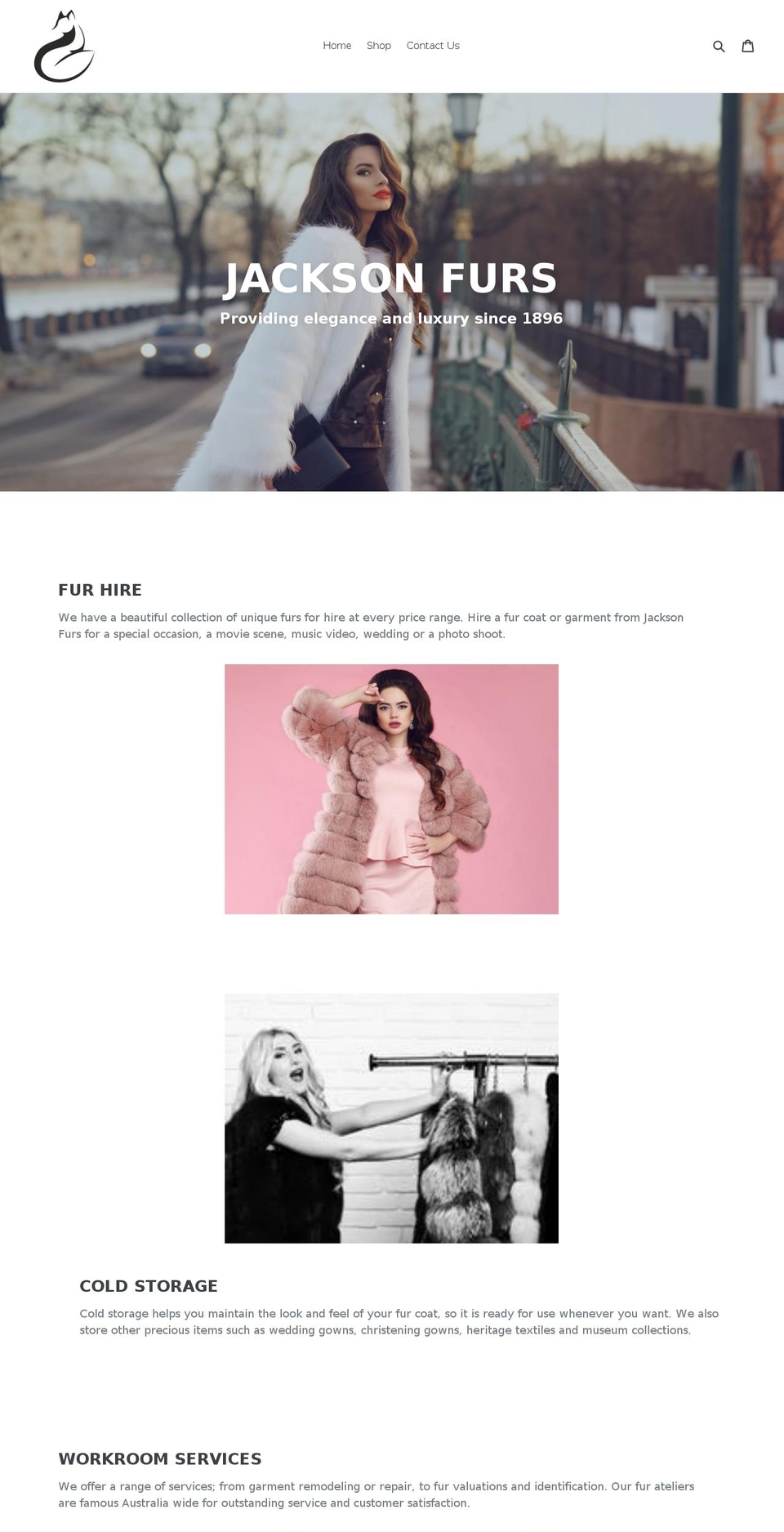 jacksonfurs.com — Shopify storefront screenshot