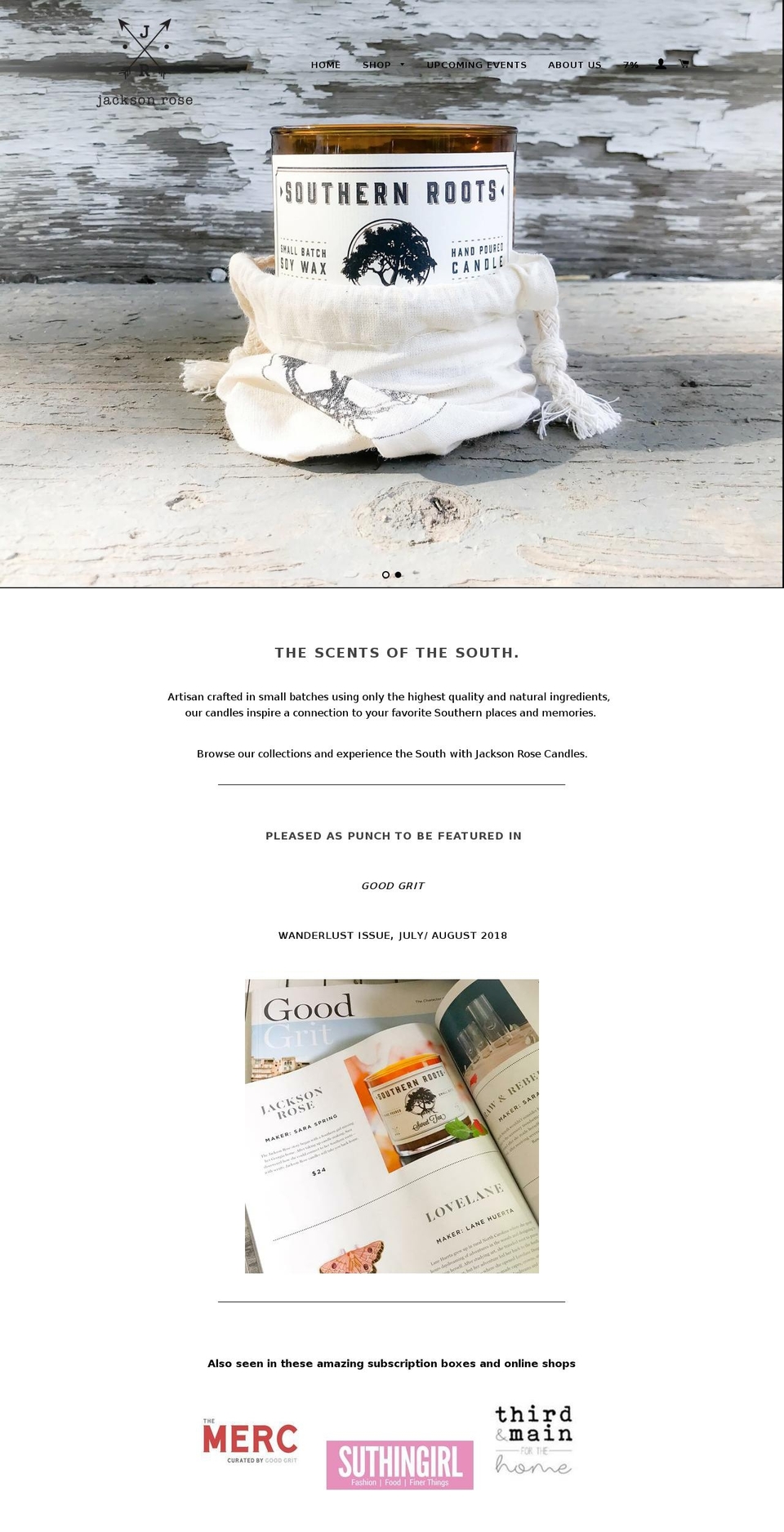 jacksonrosecandles.com shopify website screenshot