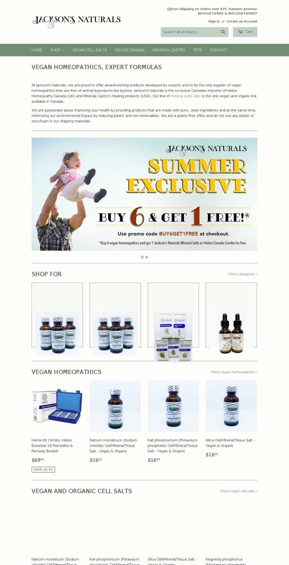 jacksonsnaturals.com — Shopify storefront screenshot