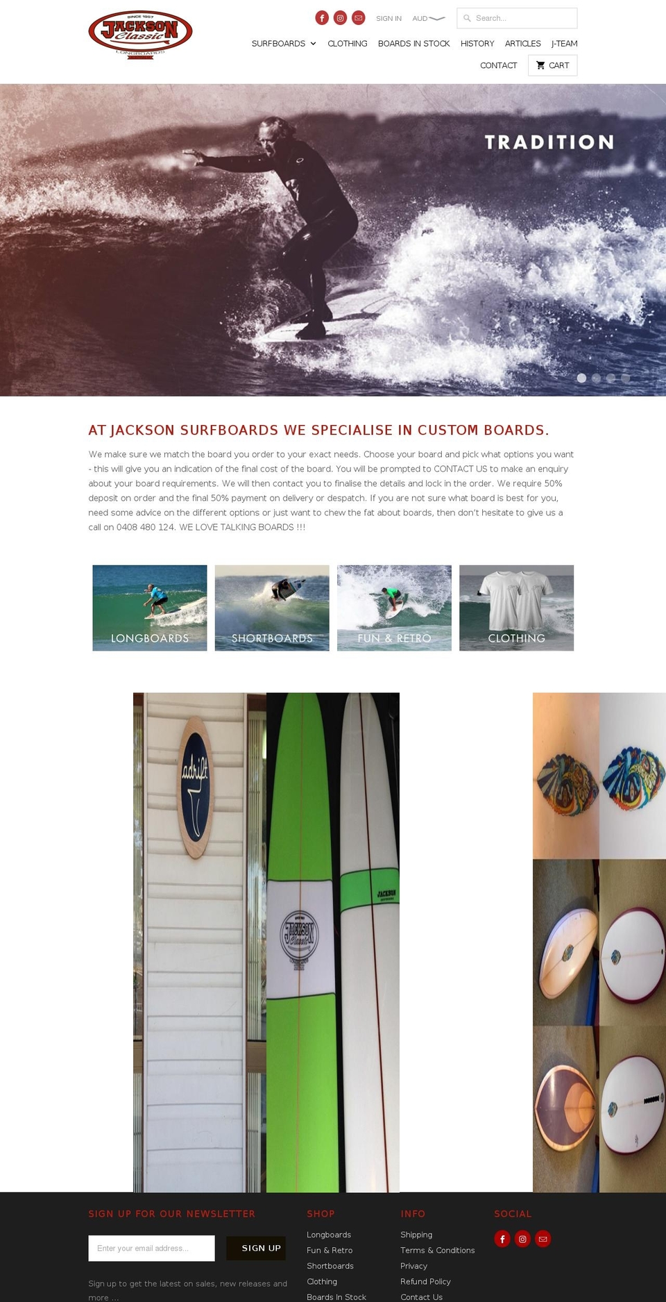 jacksonsurfboards.com.au shopify website screenshot