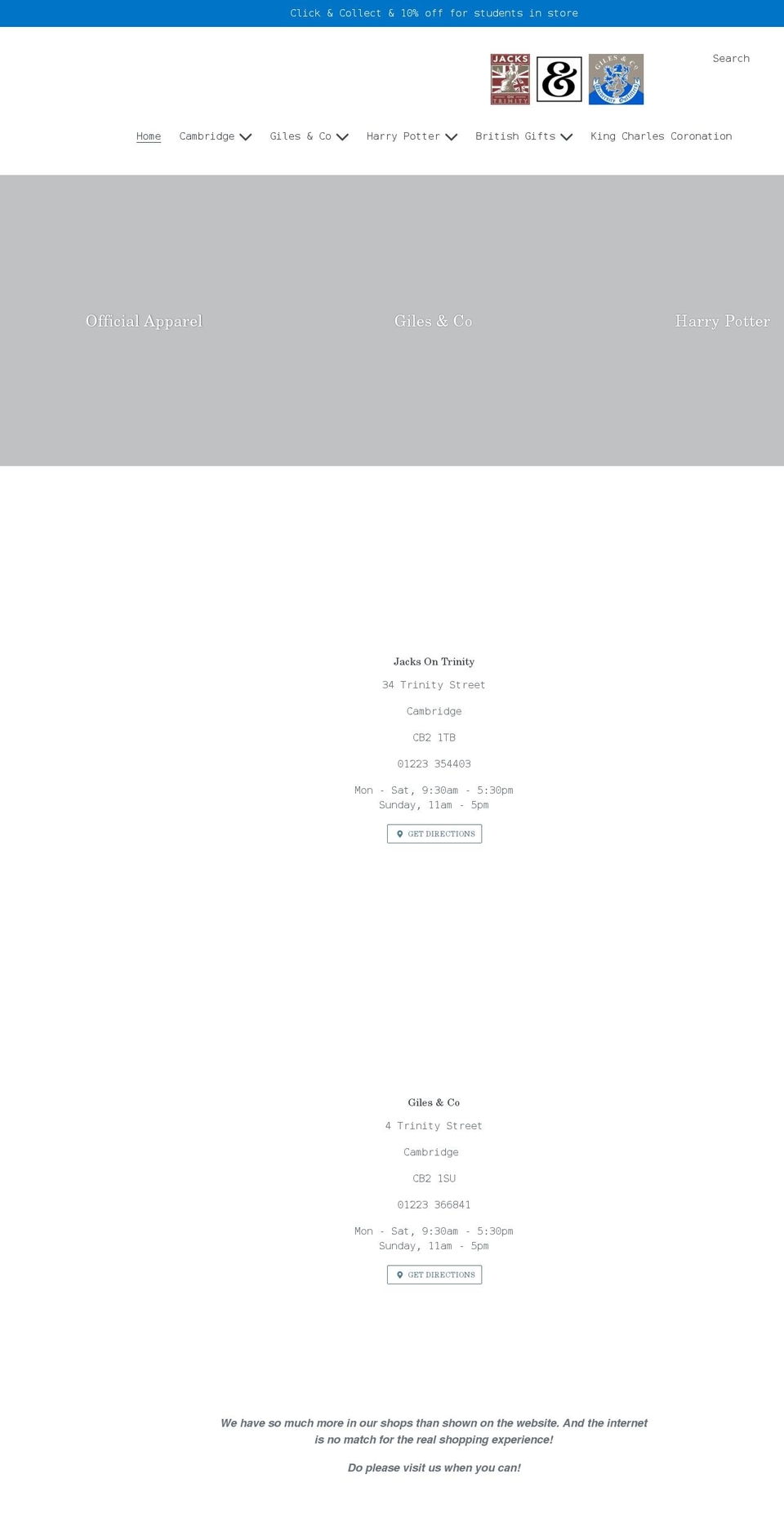 jacksontrinity.co.uk shopify website screenshot