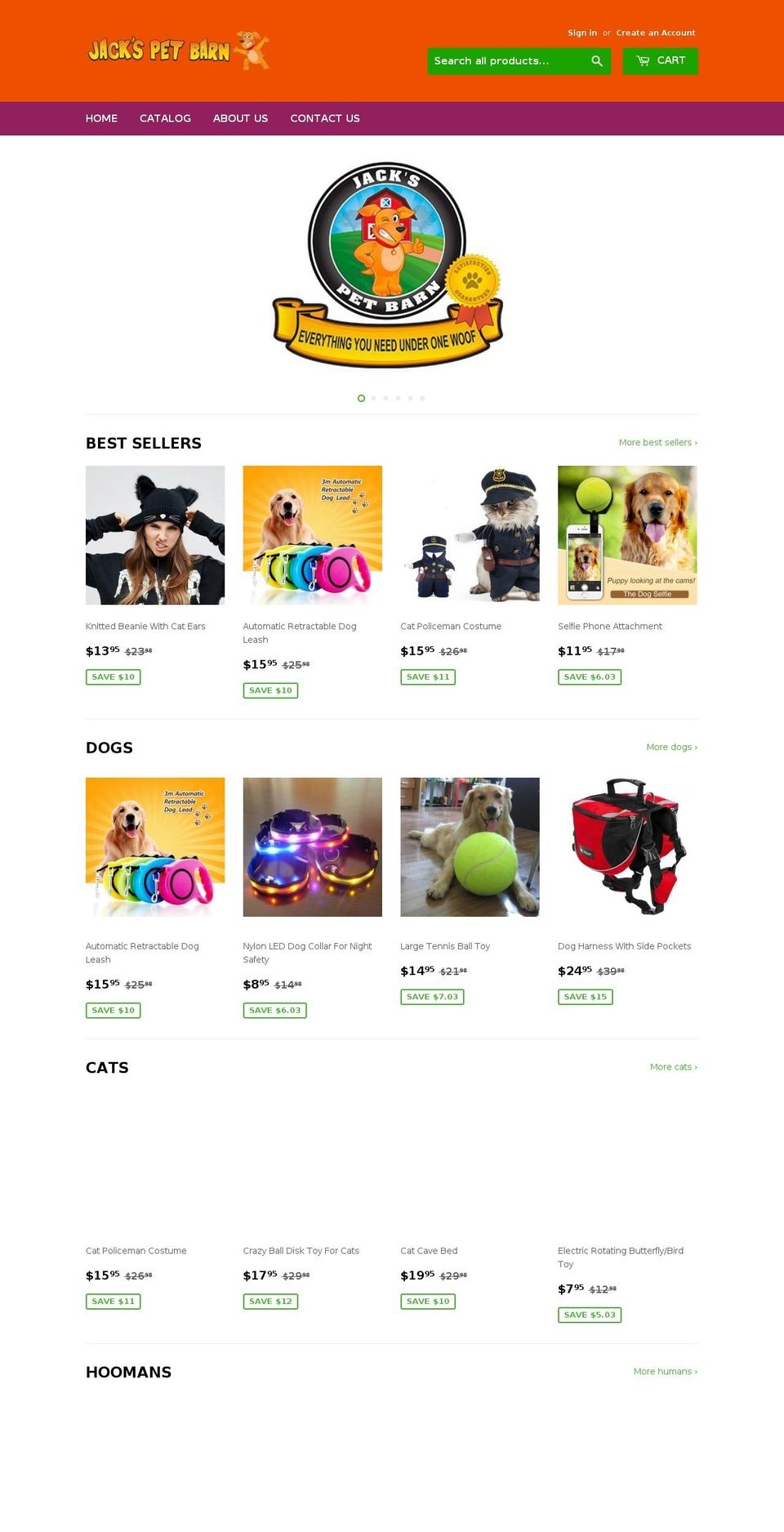 jackspetbarn.com — Shopify storefront screenshot