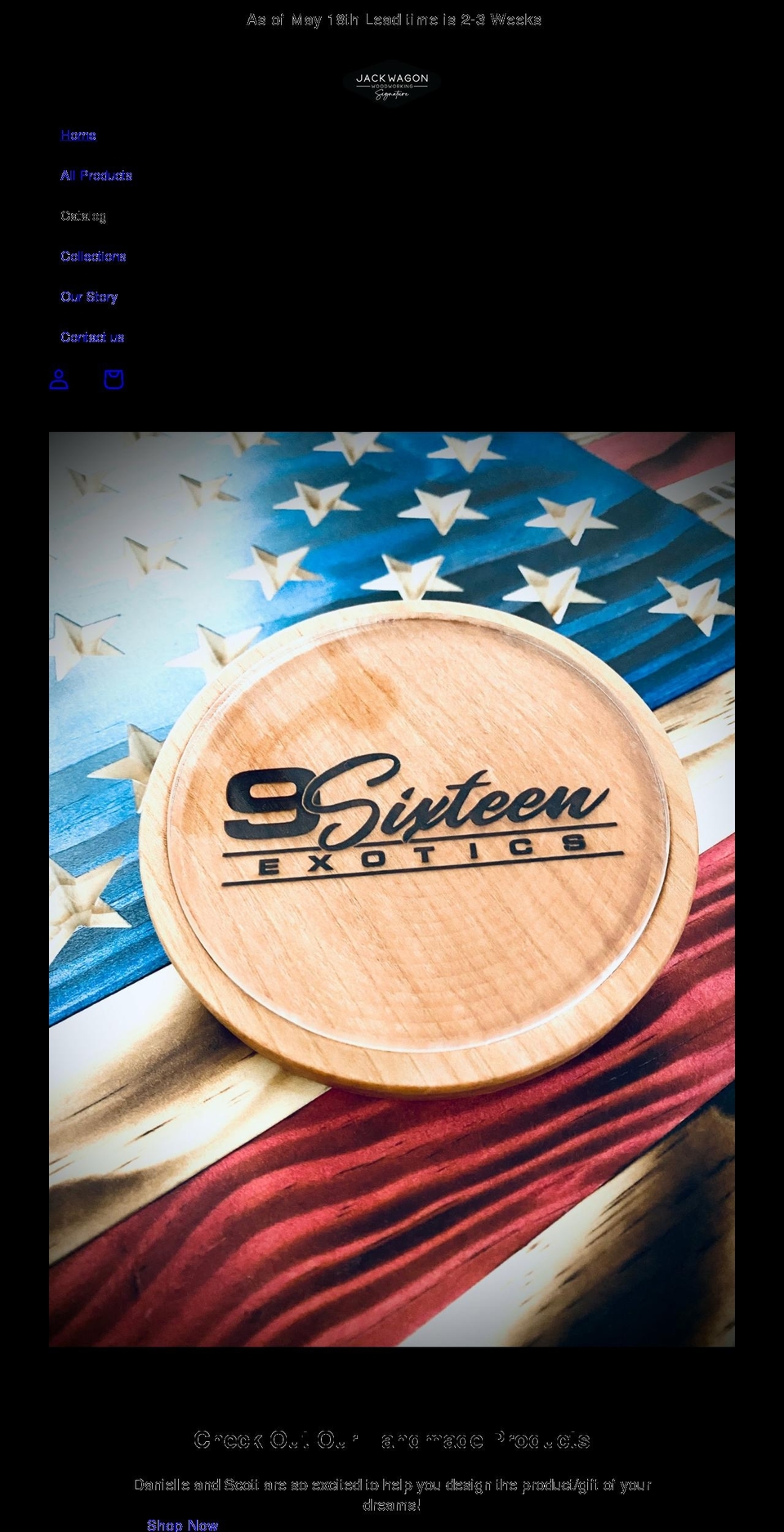 jackwagonwoodworking.com shopify website screenshot