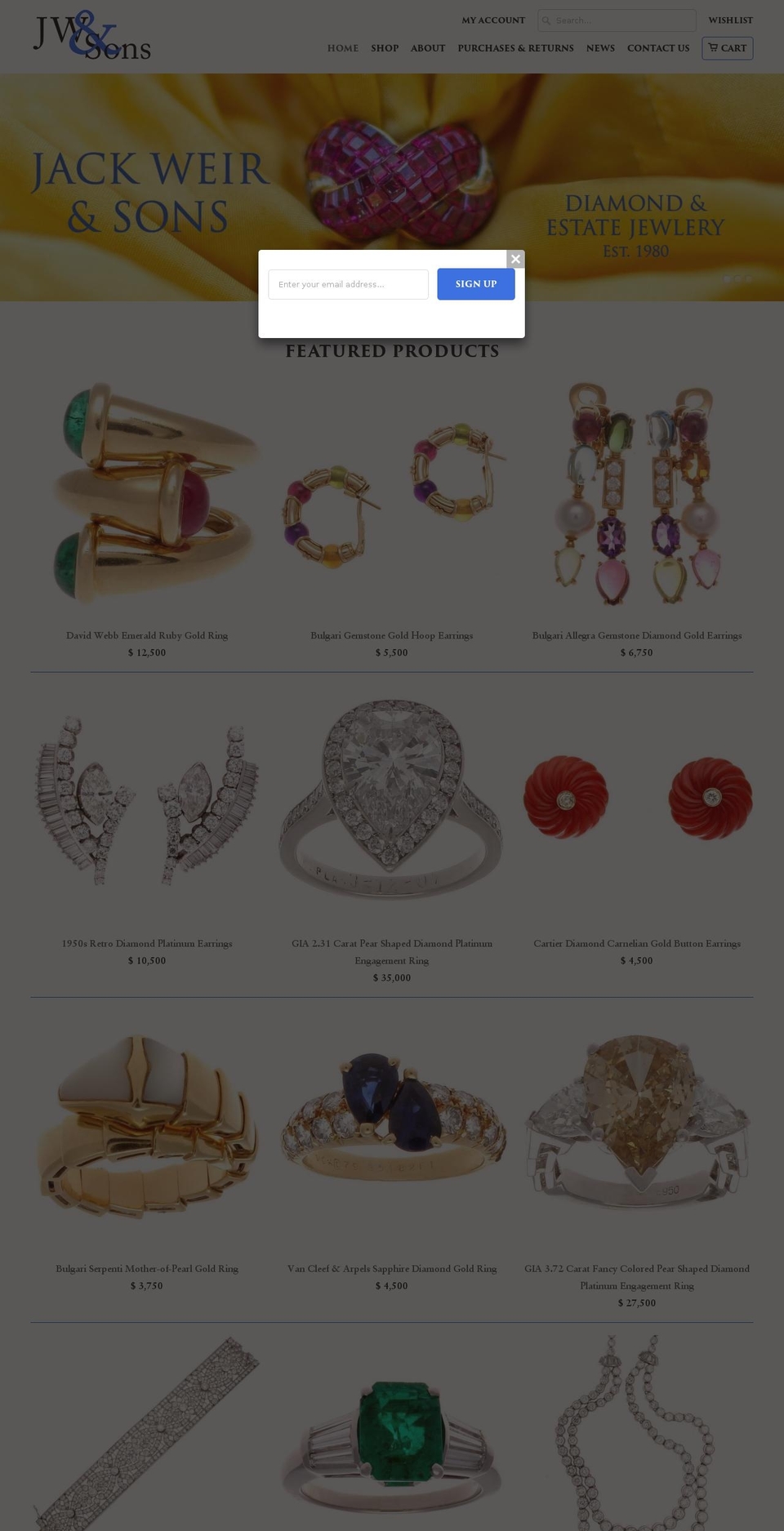 jackweirandsons.com shopify website screenshot