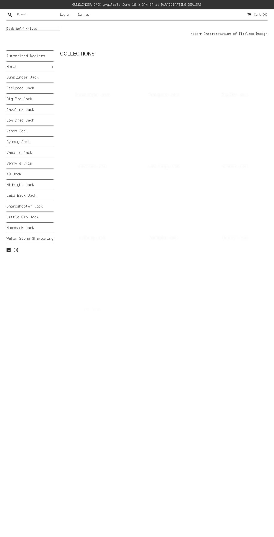 jackwolfknives.com shopify website screenshot