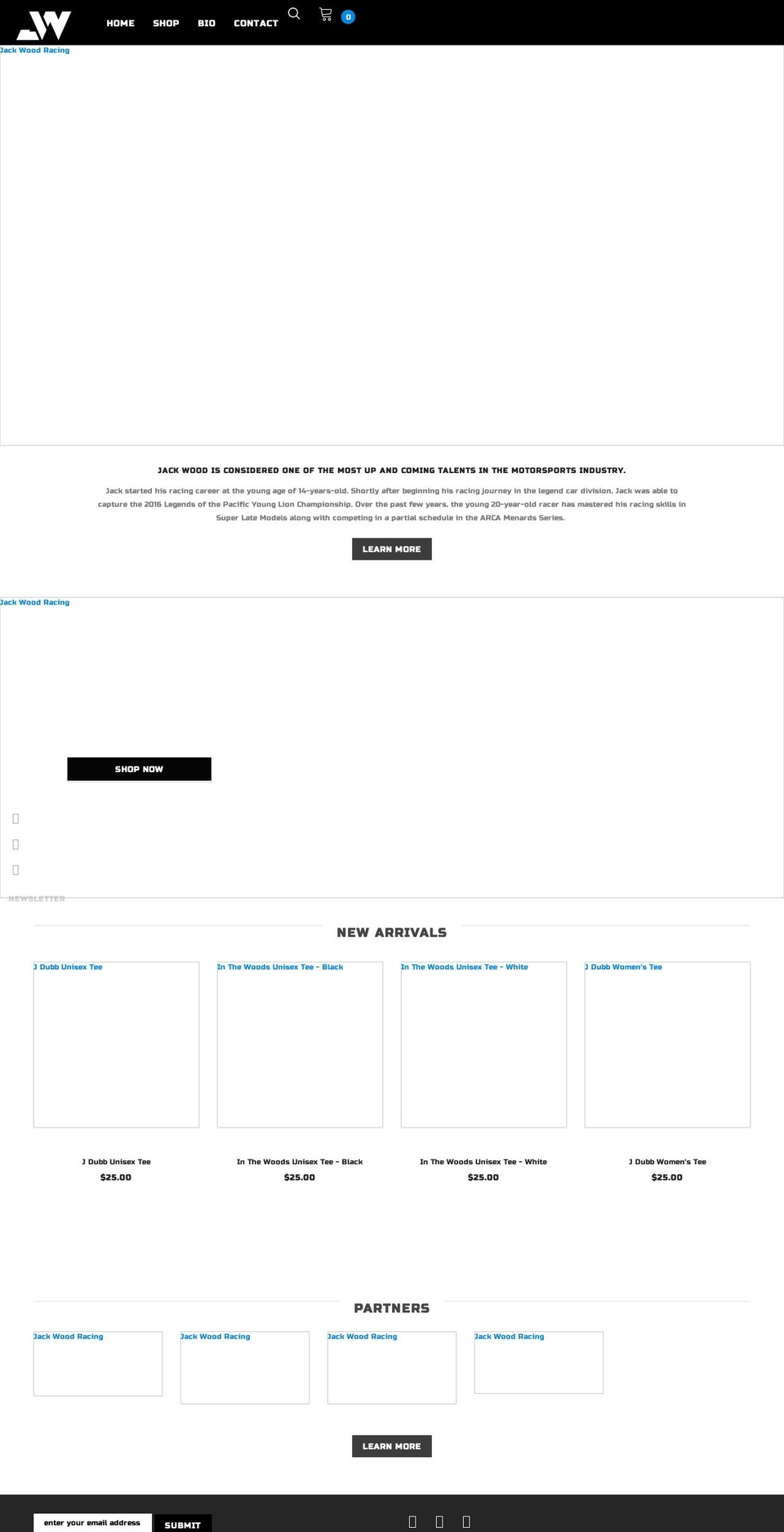 jackwoodracing.com shopify website screenshot