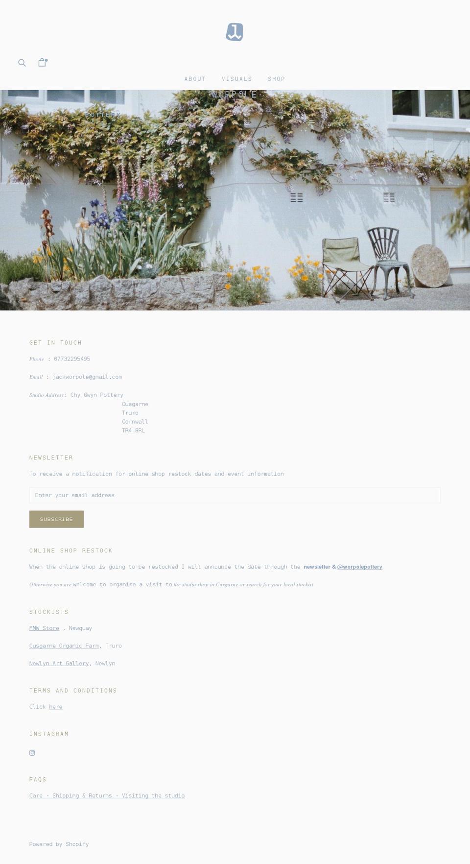 jackworpole.com shopify website screenshot