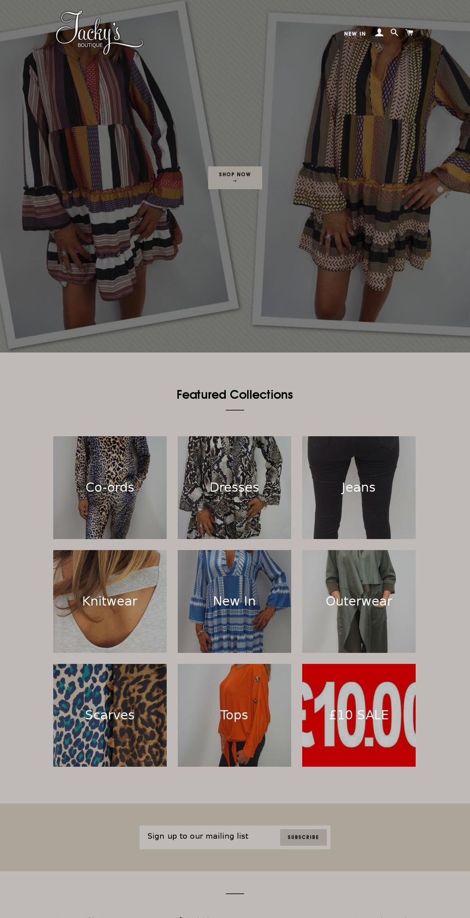 jackys-boutique.co.uk shopify website screenshot