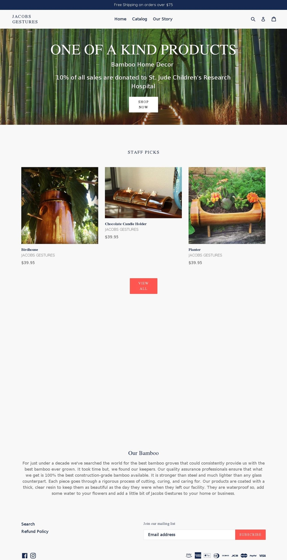 jacobsgestures.com — Shopify storefront screenshot
