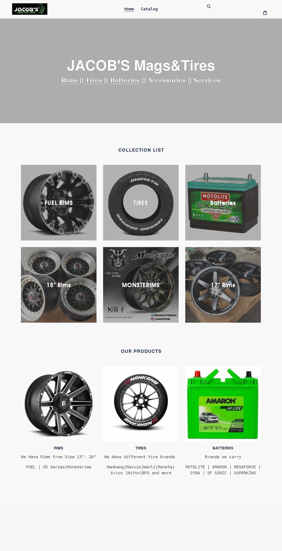 jacobsmagsandtires.com shopify website screenshot