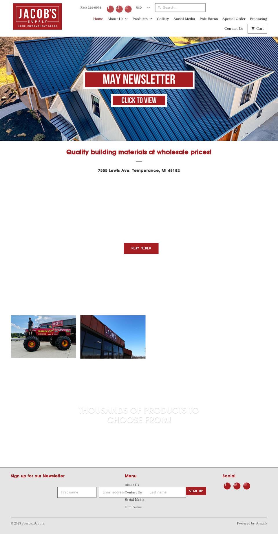 jacobssupply.com shopify website screenshot