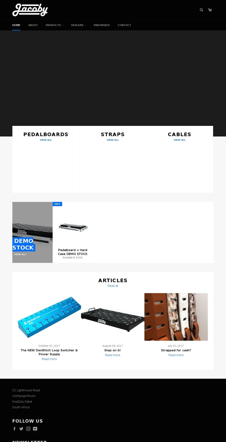 jacobymusic.com shopify website screenshot