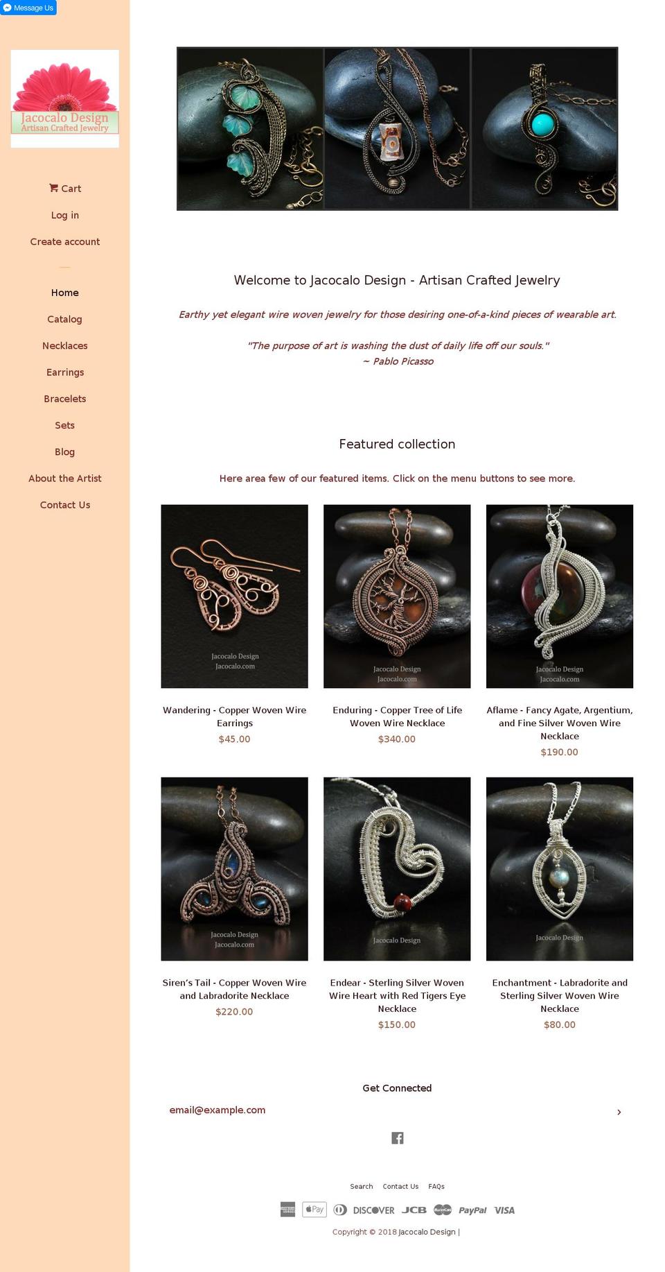 Pop Customized Shopify theme site example jacocalodesign.com