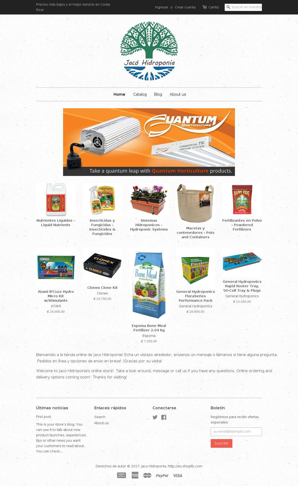 jacohydroponics.com shopify website screenshot