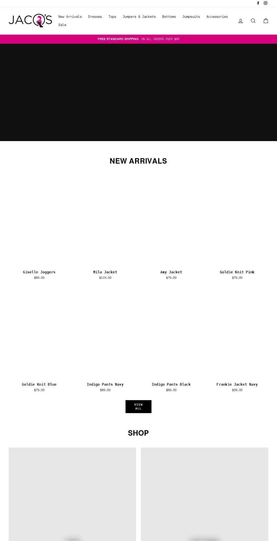 jacqs.com.au shopify website screenshot