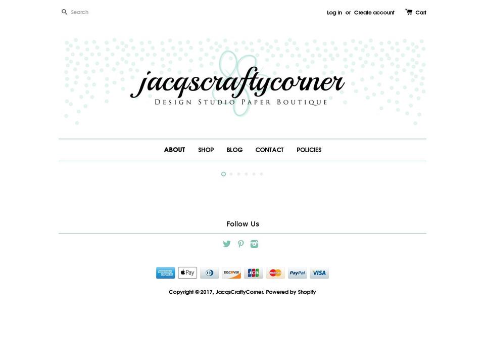 jacqscraftycorner.com shopify website screenshot