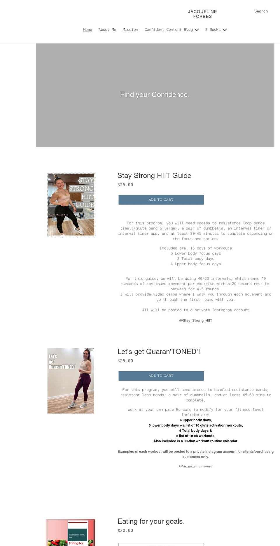 jacqueline-forbes.com shopify website screenshot
