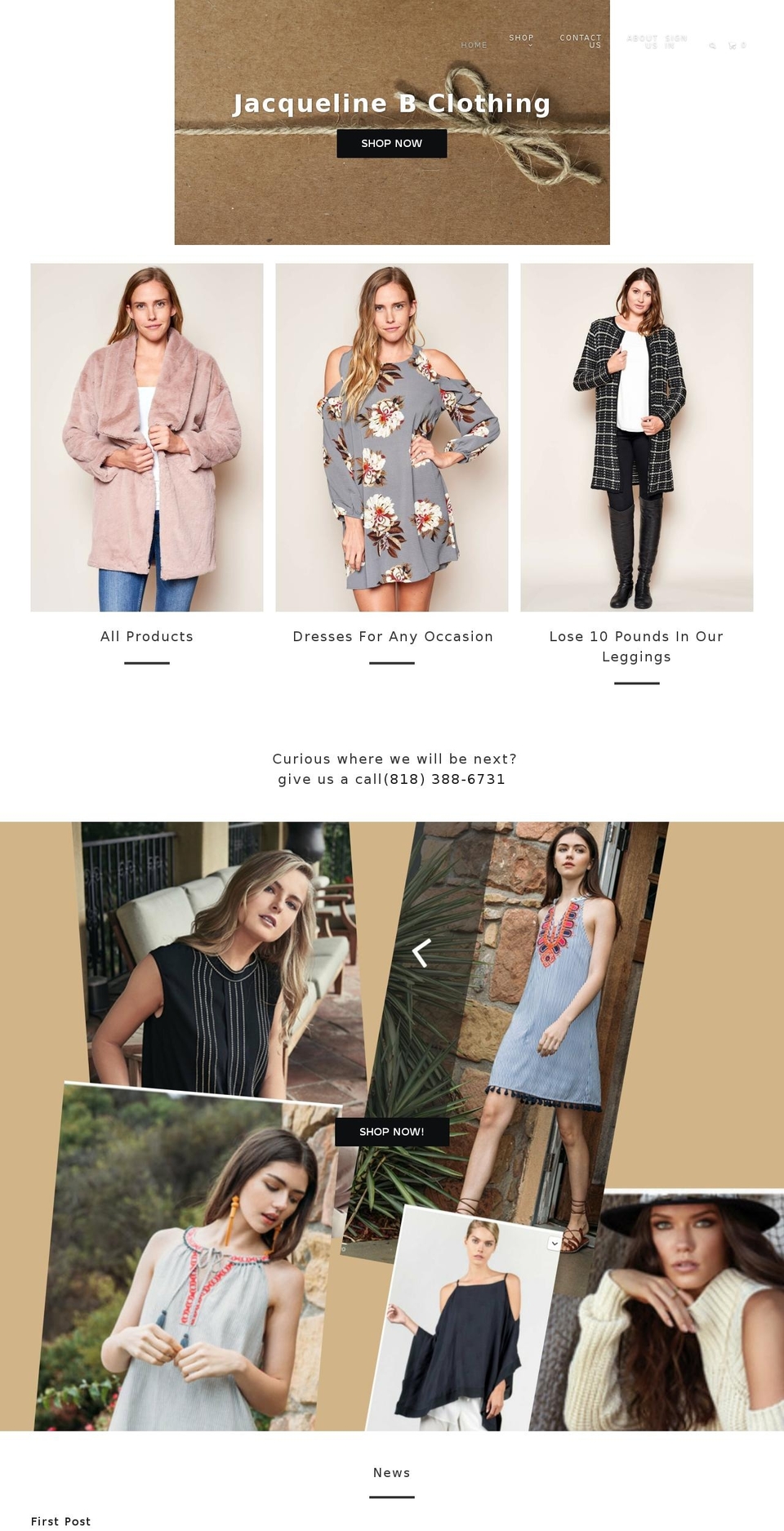 jacquelinebclothing.com shopify website screenshot