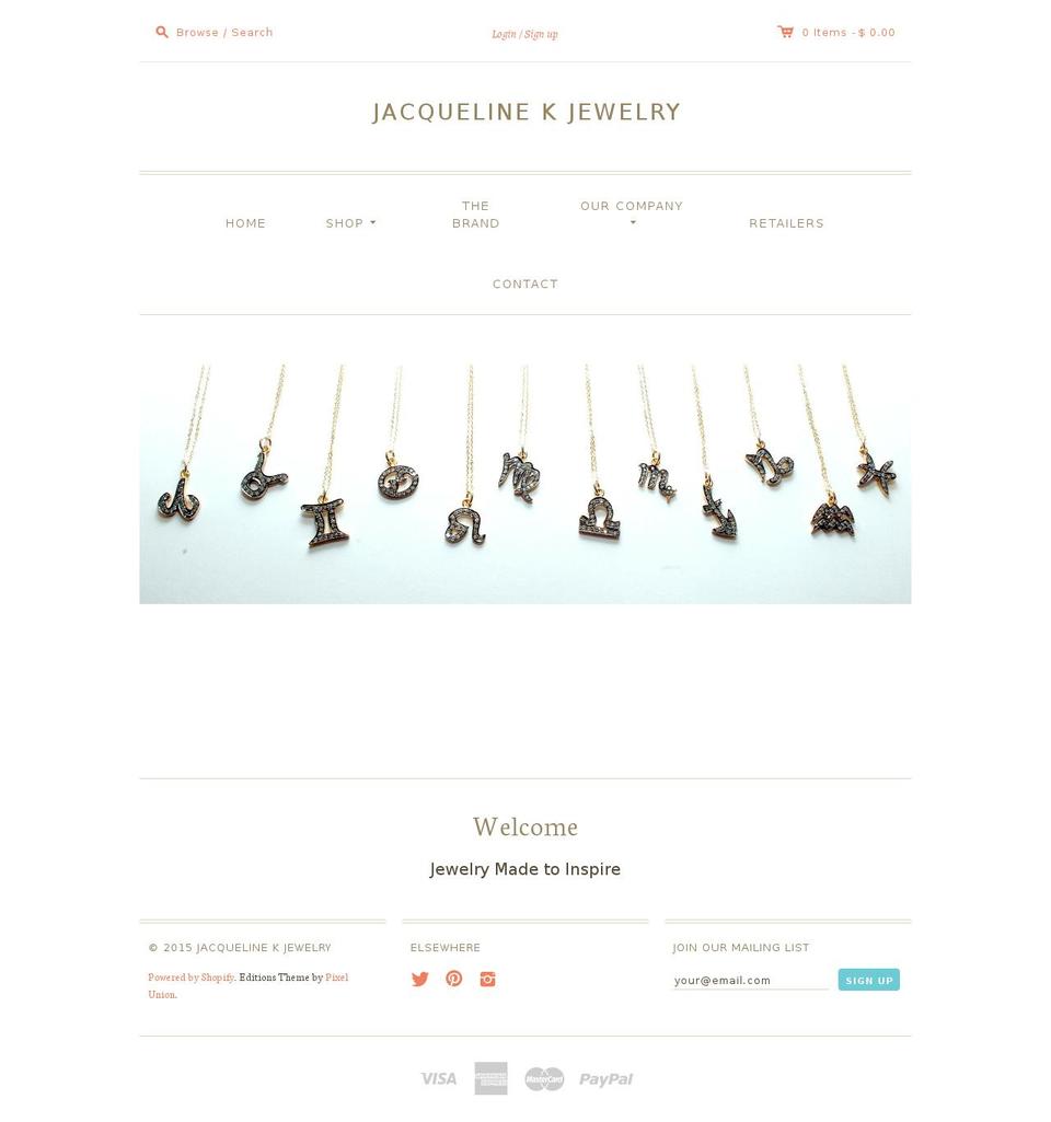 jacquelinekjewelry.com shopify website screenshot
