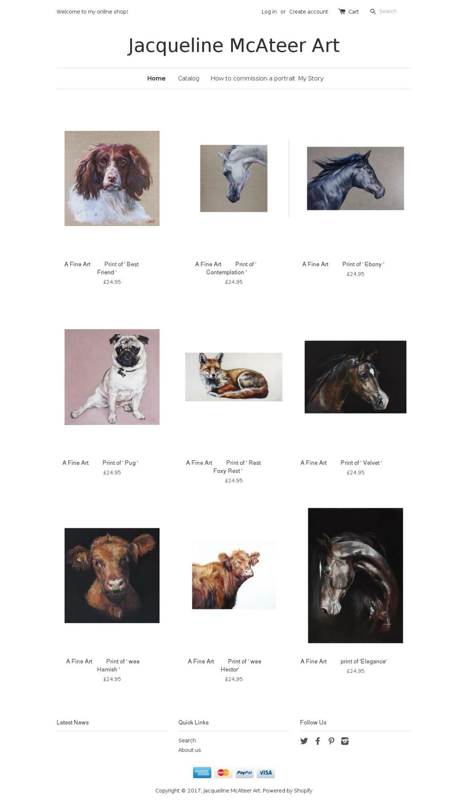 jacquelinemcateer.com shopify website screenshot
