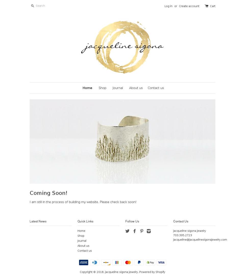 jacquelinesigonajewelry.com — Shopify storefront screenshot