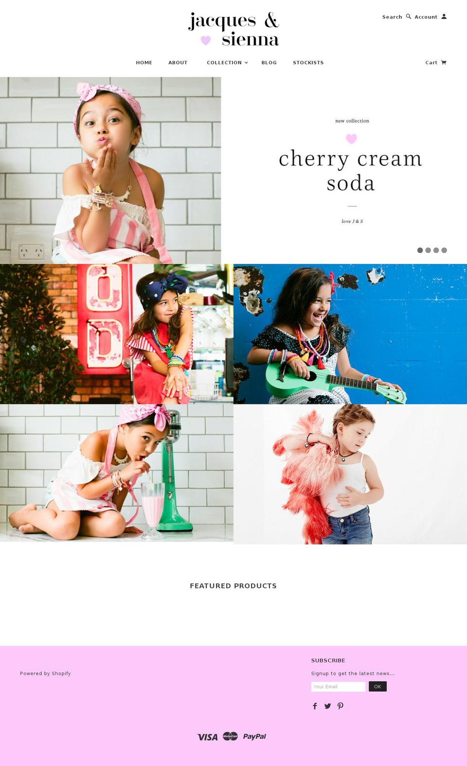 jacquesandsienna.com shopify website screenshot