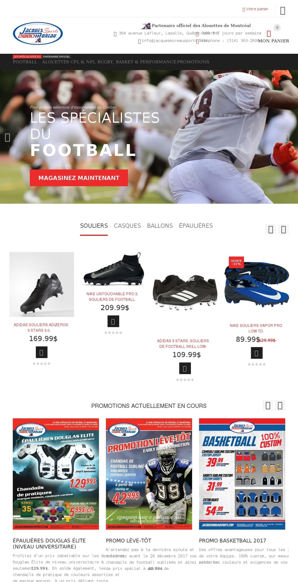 Sports Shopify theme site example jacquesmoreausports.com
