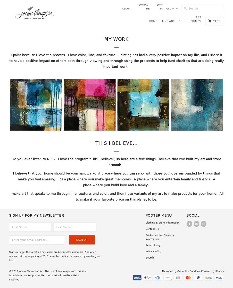 jacquethompson.com — Shopify storefront screenshot