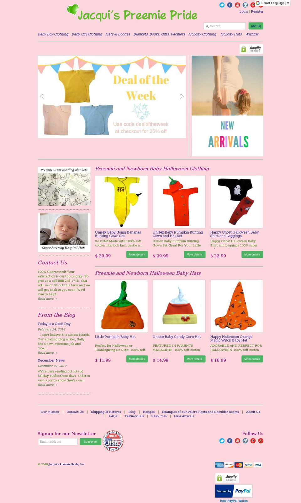 jacquispreemieprideinc.com — Shopify storefront screenshot