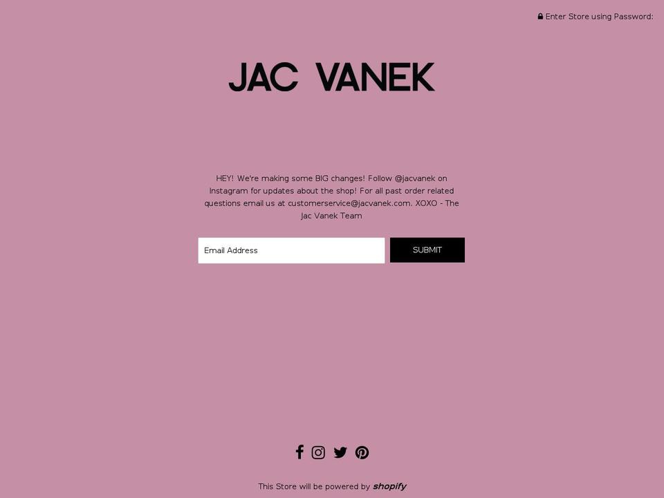jacvanek.com shopify website screenshot