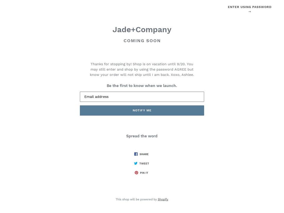 jadeandcompany.com — Shopify storefront screenshot