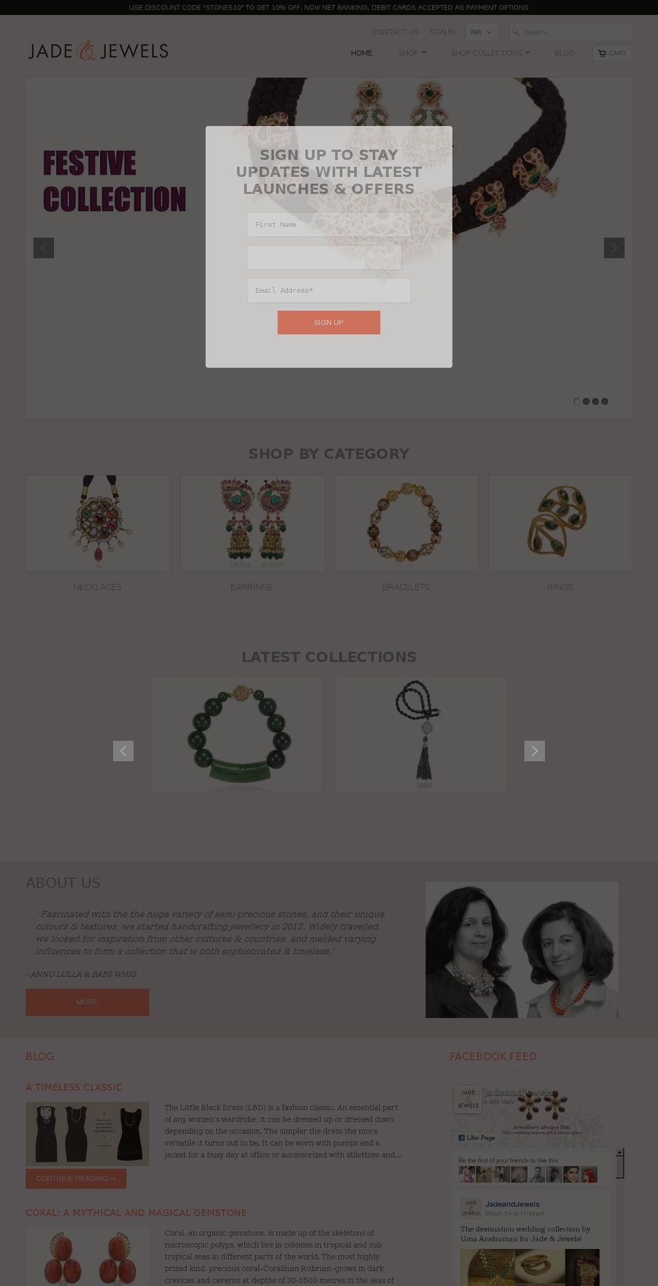 jadeandjewels.com shopify website screenshot