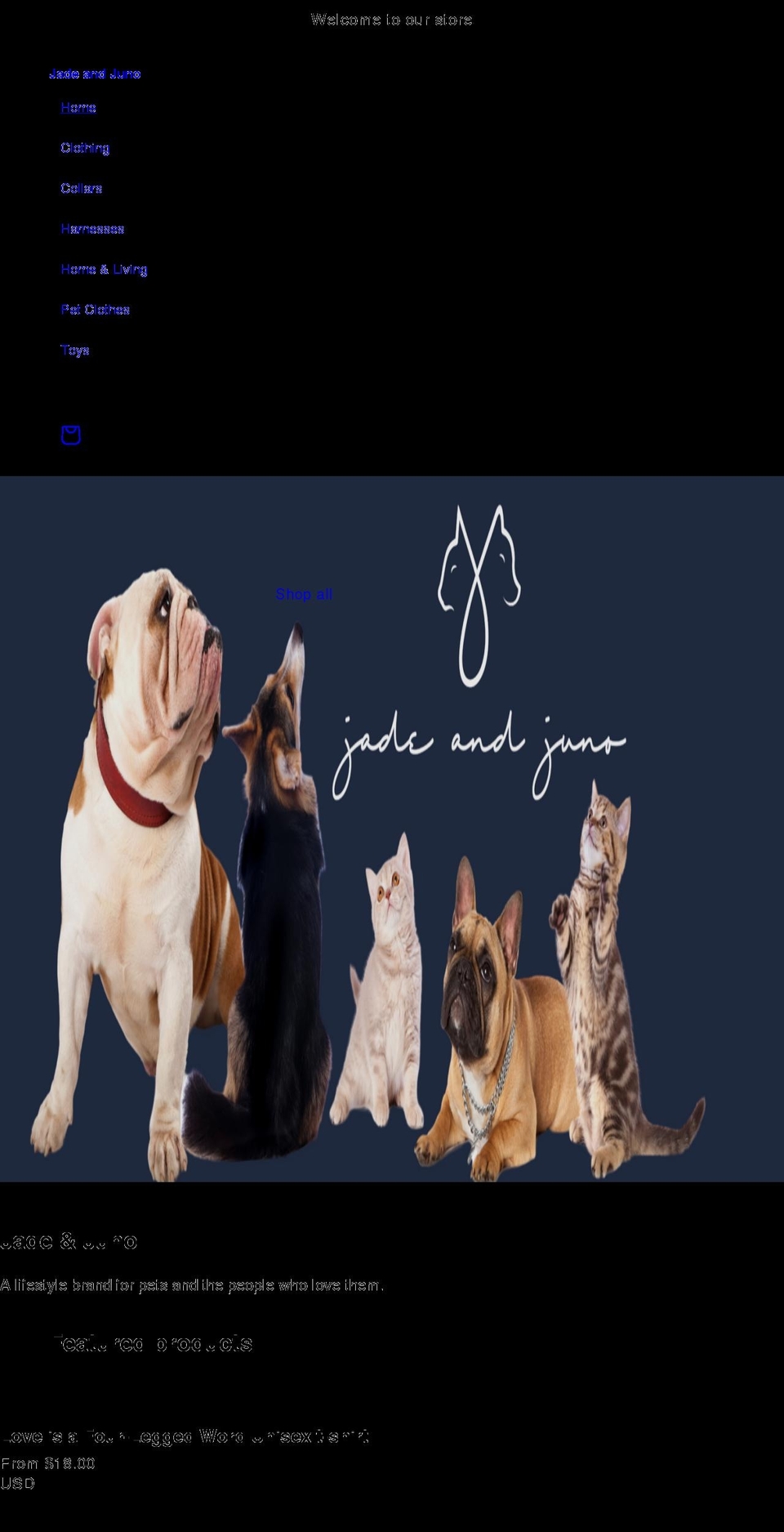 jadeandjuno.com shopify website screenshot