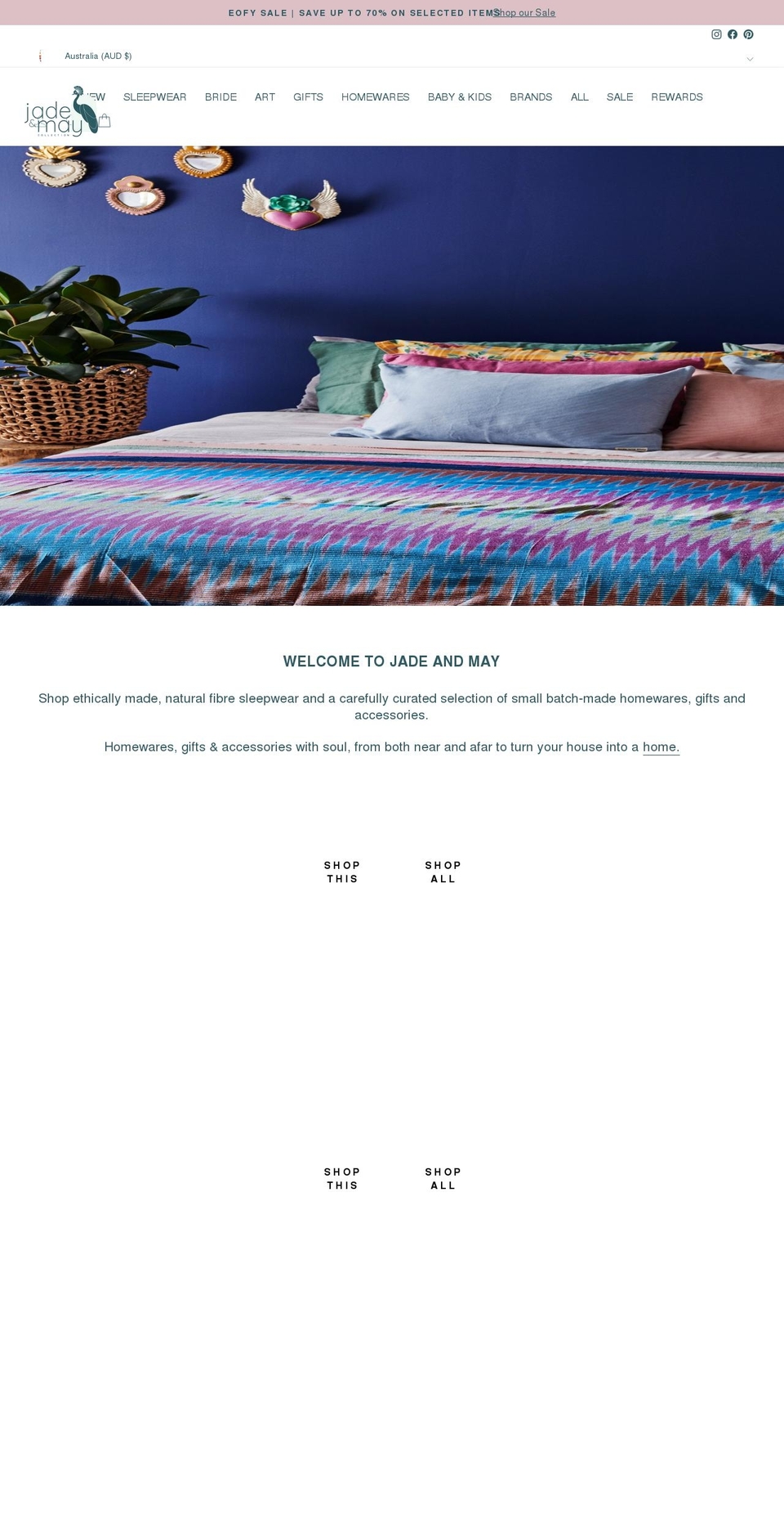 jadeandmay.com.au shopify website screenshot