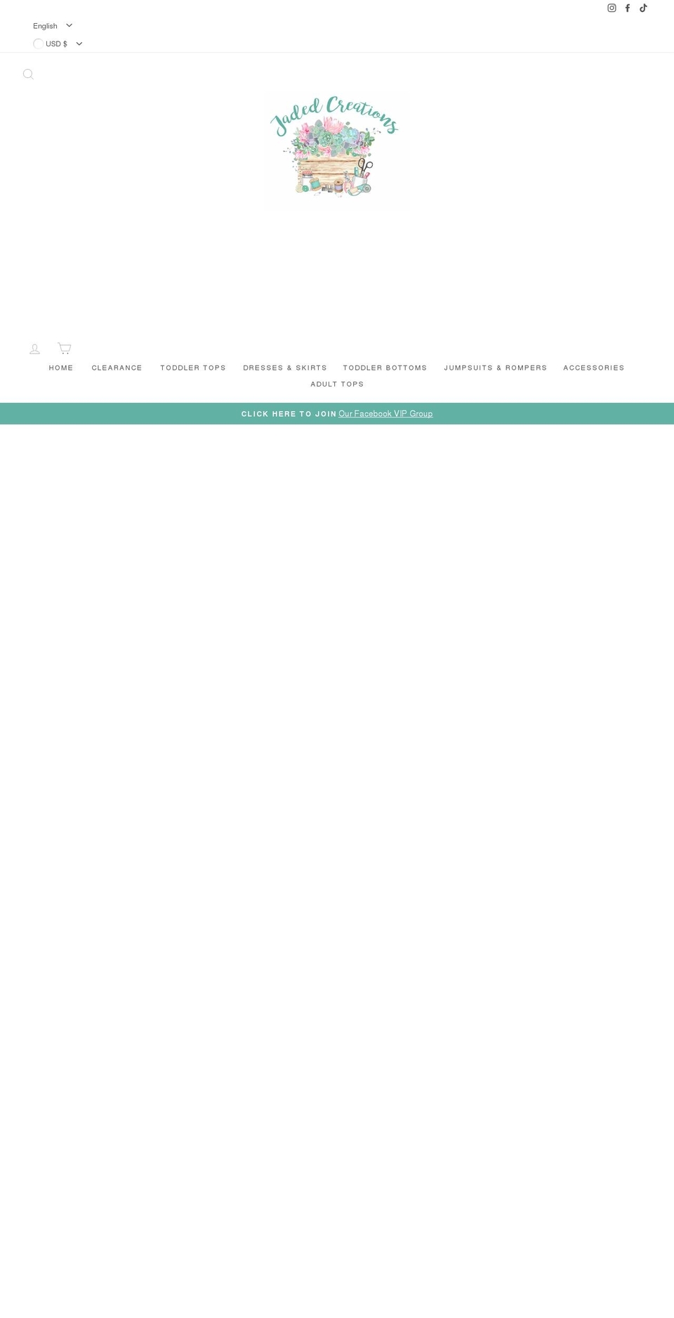 jadedcreations.com shopify website screenshot