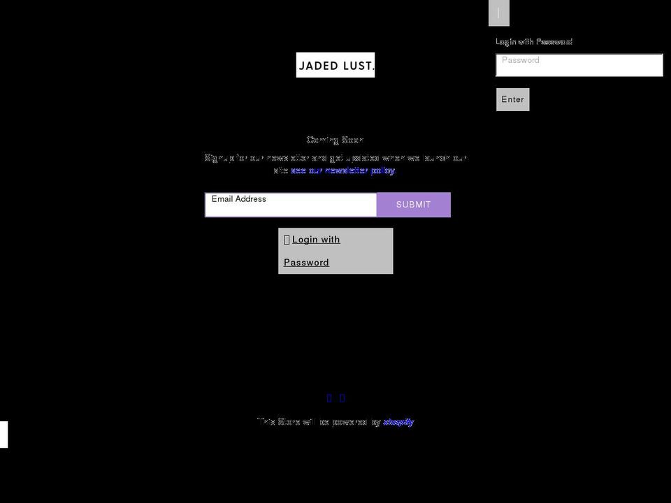 jadedlust.com shopify website screenshot